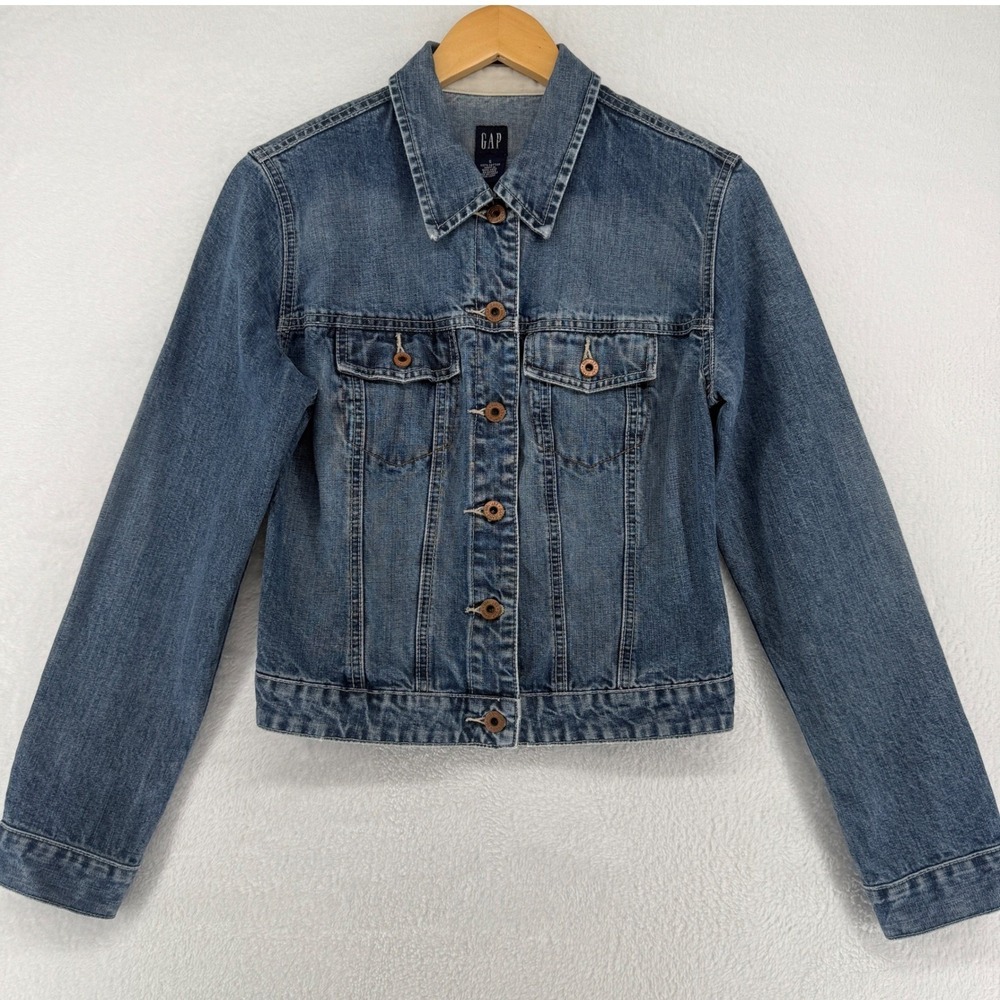 Vintage‎ GAP Classic Denim Jean Jacket Womens S Blue Medium Wash Y2K Streetwear